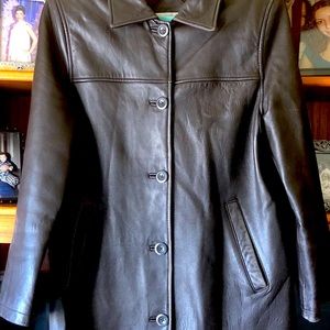 Brown New Zealand leather coat SM Valerie Stevens
